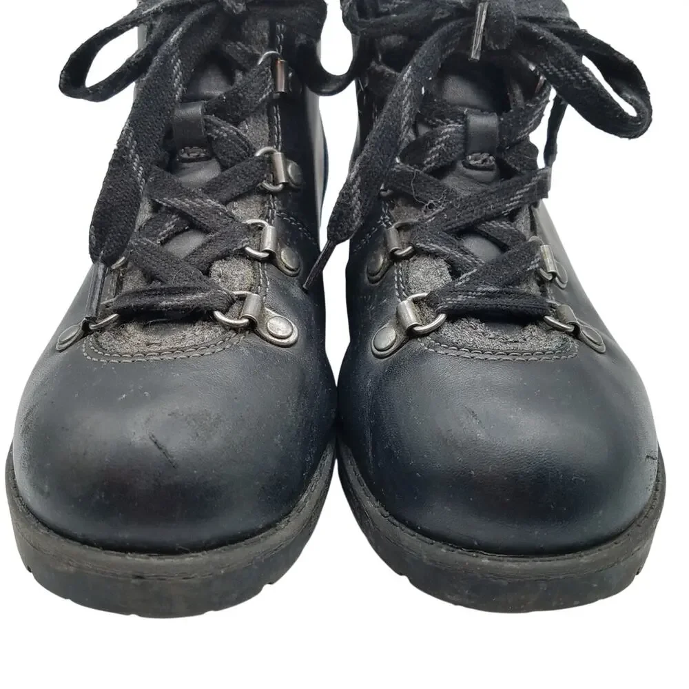 Clarks Faralyn Alpha Black Leather & Suede 10 Eye Lace Up Hiking Boots Size 7